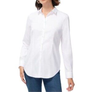 Chico's Classic White No-Iron Fitted Stretch button down blouse 2.5 14 L Large